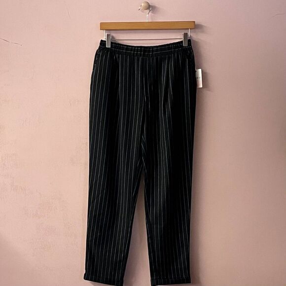 Forever 21 Black Striped High-Waisted Pants Size M NWT - Picture 10 of 11